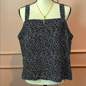 LOFT Polka Dot Tank Navy and White XL